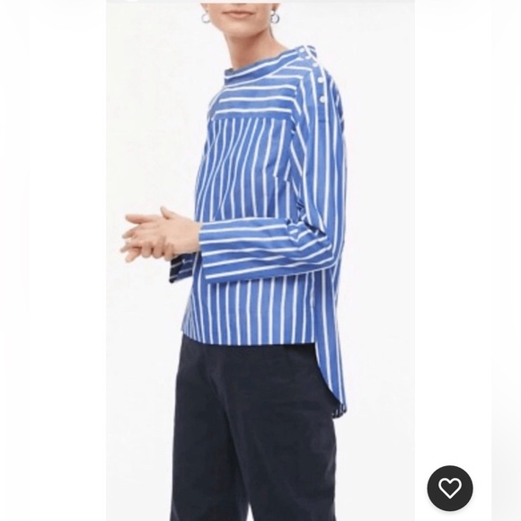 J. Crew Light Blue Striped Boat Neck Tunic Shirt, Size 2 - Picture 9 of 9